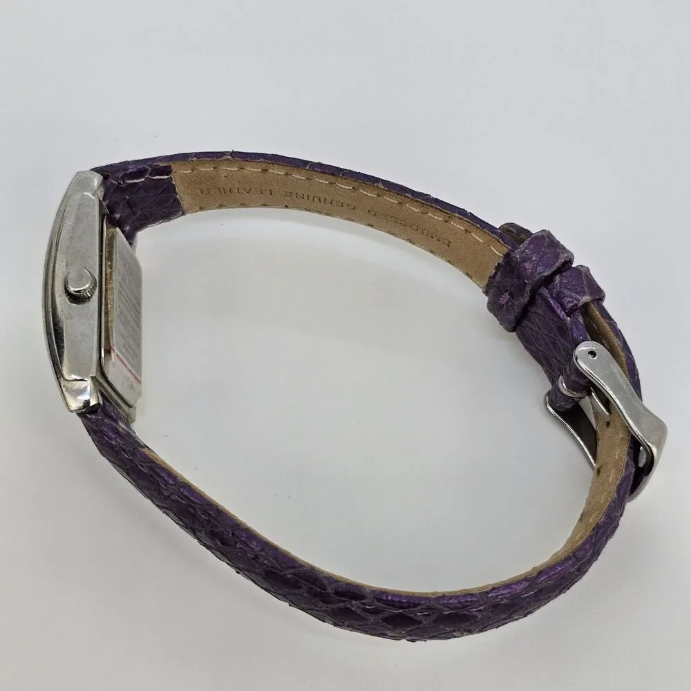 La Mer Collection Women's Watch 22MM White Dial Purple Leather Bands New Battery